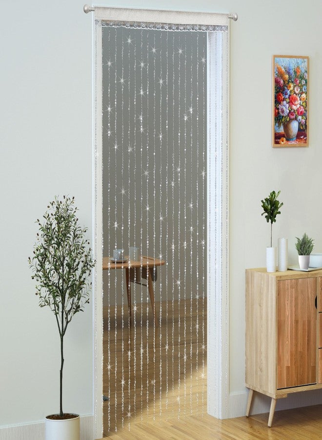YaoYue Crystal Beaded Curtain Door Curtain 36 x 79 Inches 22 Strands Acrylic Hanging Door Beads Room Divider for Doorway Window Living Room Bedroom Wall Closet Home Decor (White,1 Panel) - Image 1